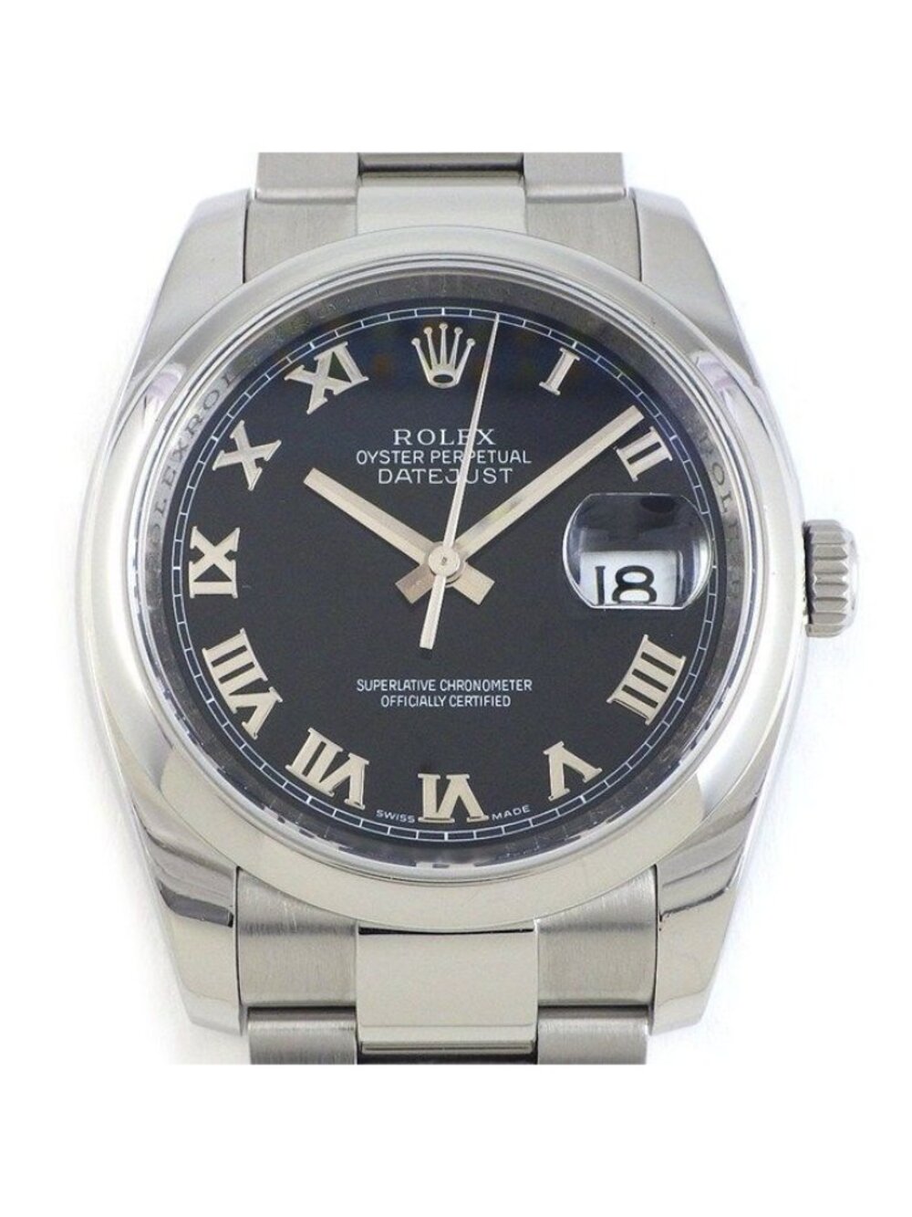 Rolex Watch Datejust M Number 2007 Black Dial Roman Index Date SS Automatic